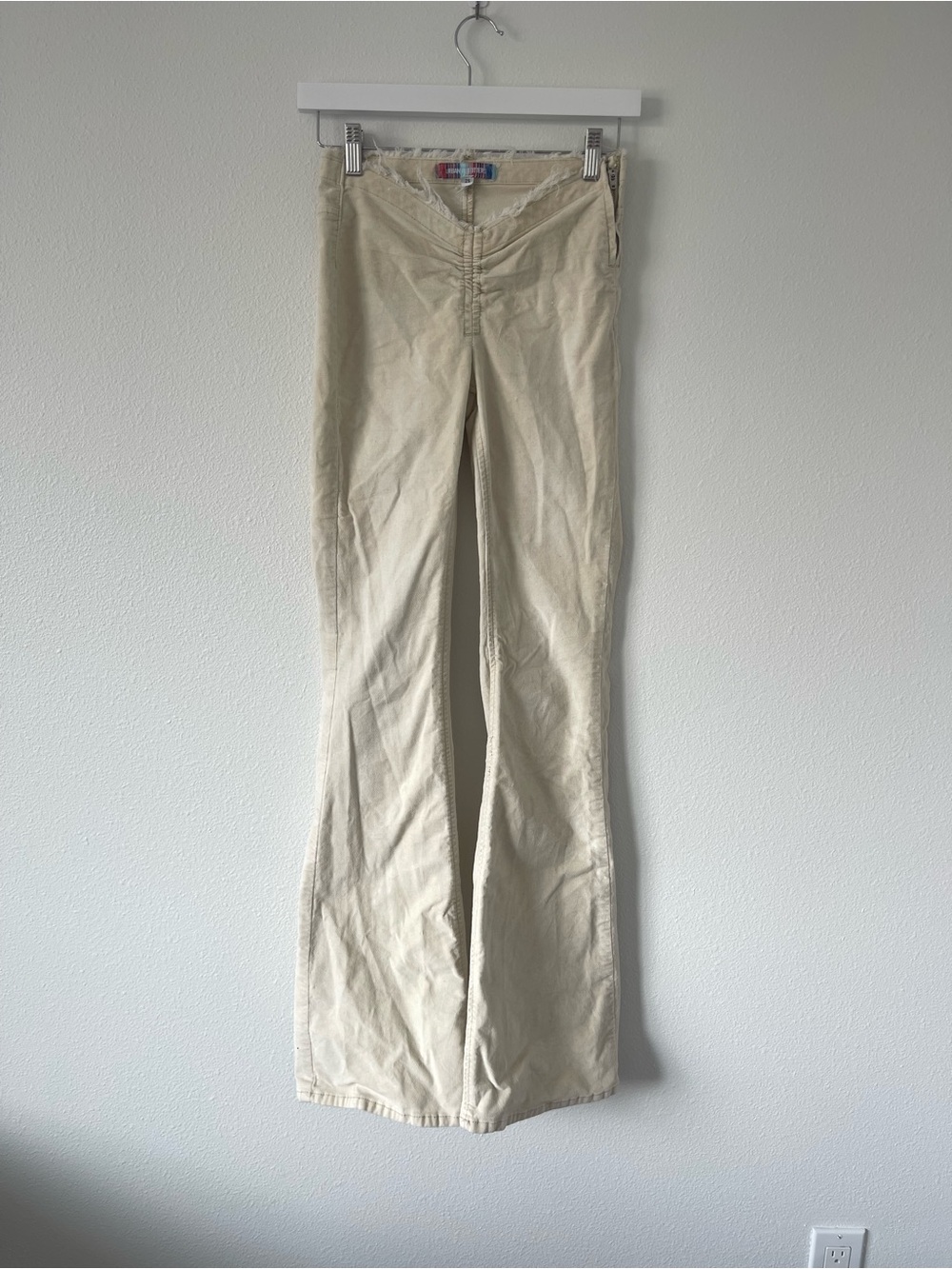 Urban Outfitters Cream Frayed Waist Corduroy Skirt